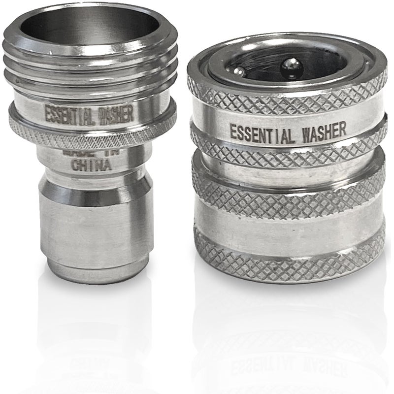 Essential Washer Â¾â€ Stainless Steel Garden Hose Quick Connect Fittings | Plug & Coupler Set of 1 - Image 1